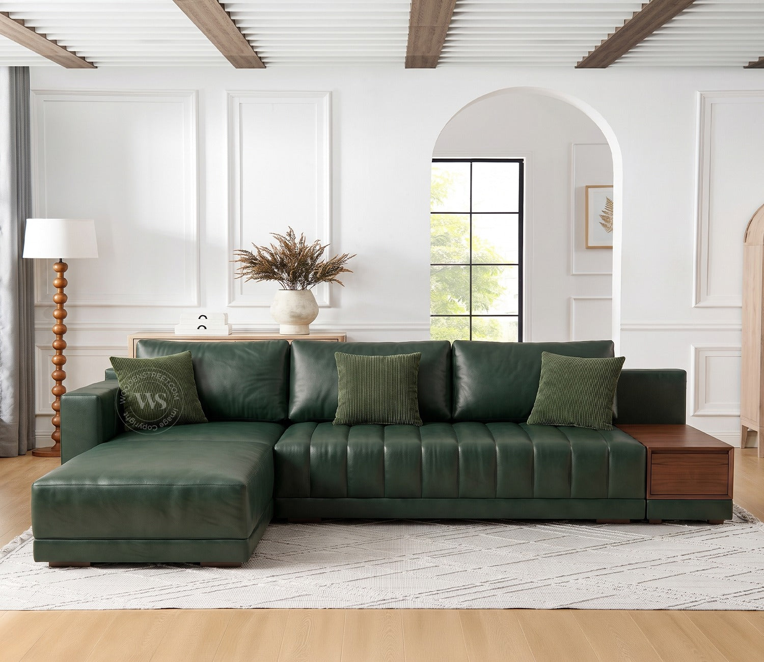Oasis L-Shape Left Aligned Sectional Sofa (Leatherette, Leaf)