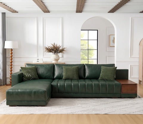 Oasis L-Shape Left Aligned Sectional Sofa (Leatherette, Leaf)