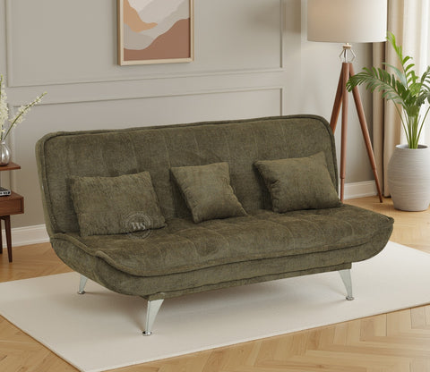 Bastion Premium Upholstery Fabric Sofa cum Bed (Green)