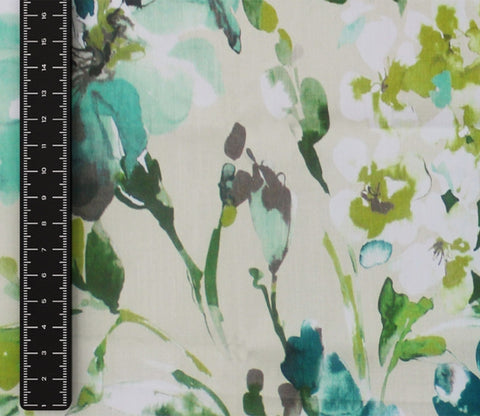 Aqua Flower Printed 100% Cotton Fabric