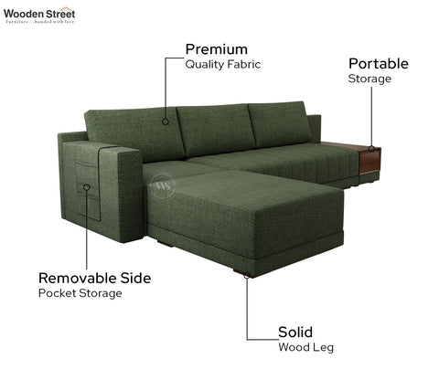 Oasis L-Shape Left Aligned Sectional Sofa (Sage Green)