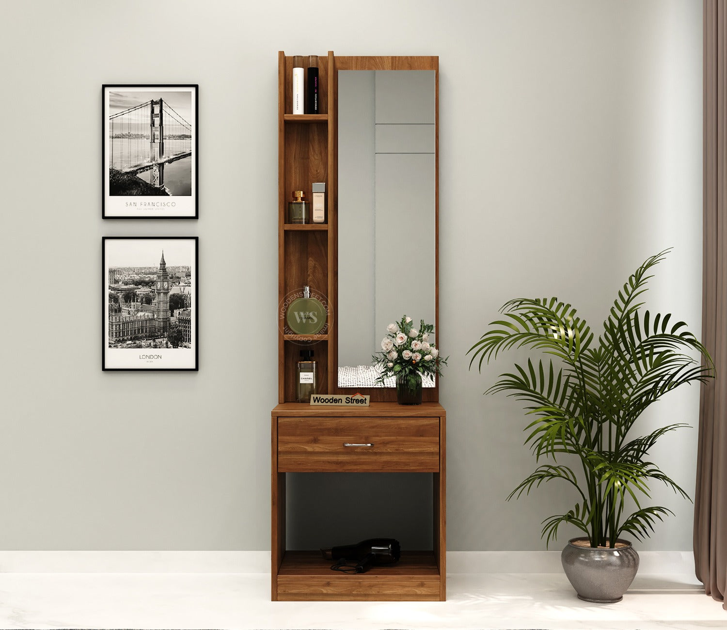 Orbit Dressing Table With Mirror (Columbian Walnut Finish)