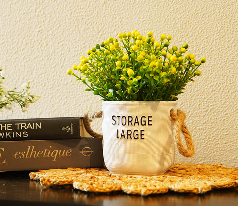 Wonder Artificial Flower With Plastic Pot (Yellow)