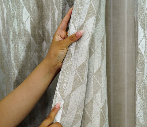 Diamond Cut 1 Piece Blackout Curtain (Beige, 7 Feet)