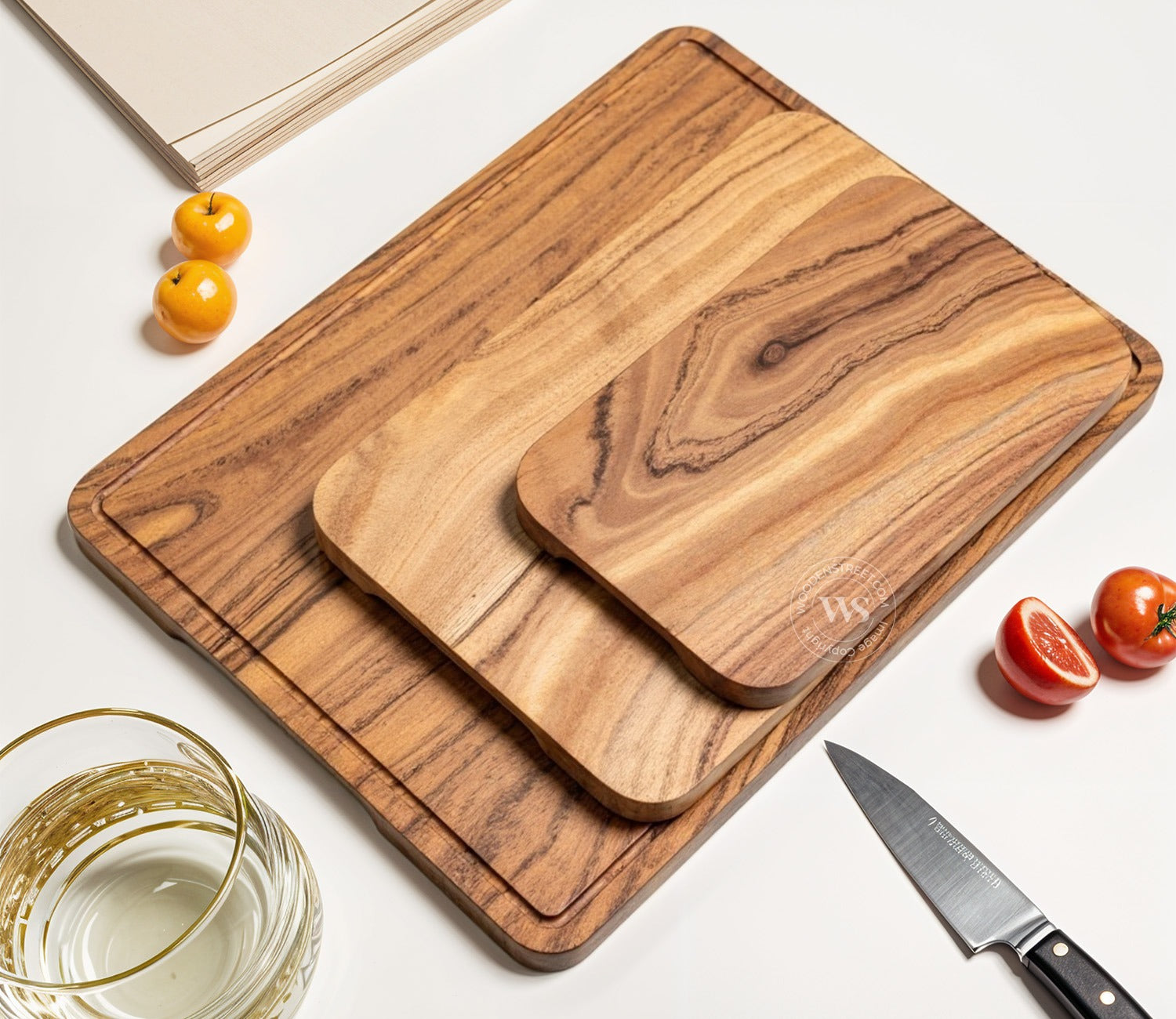 Troy Acacia Wood Handcrafted Non Slip Chopping Boards Small-Medium And Large Chopping Board For Kitchen - (Set of 3)