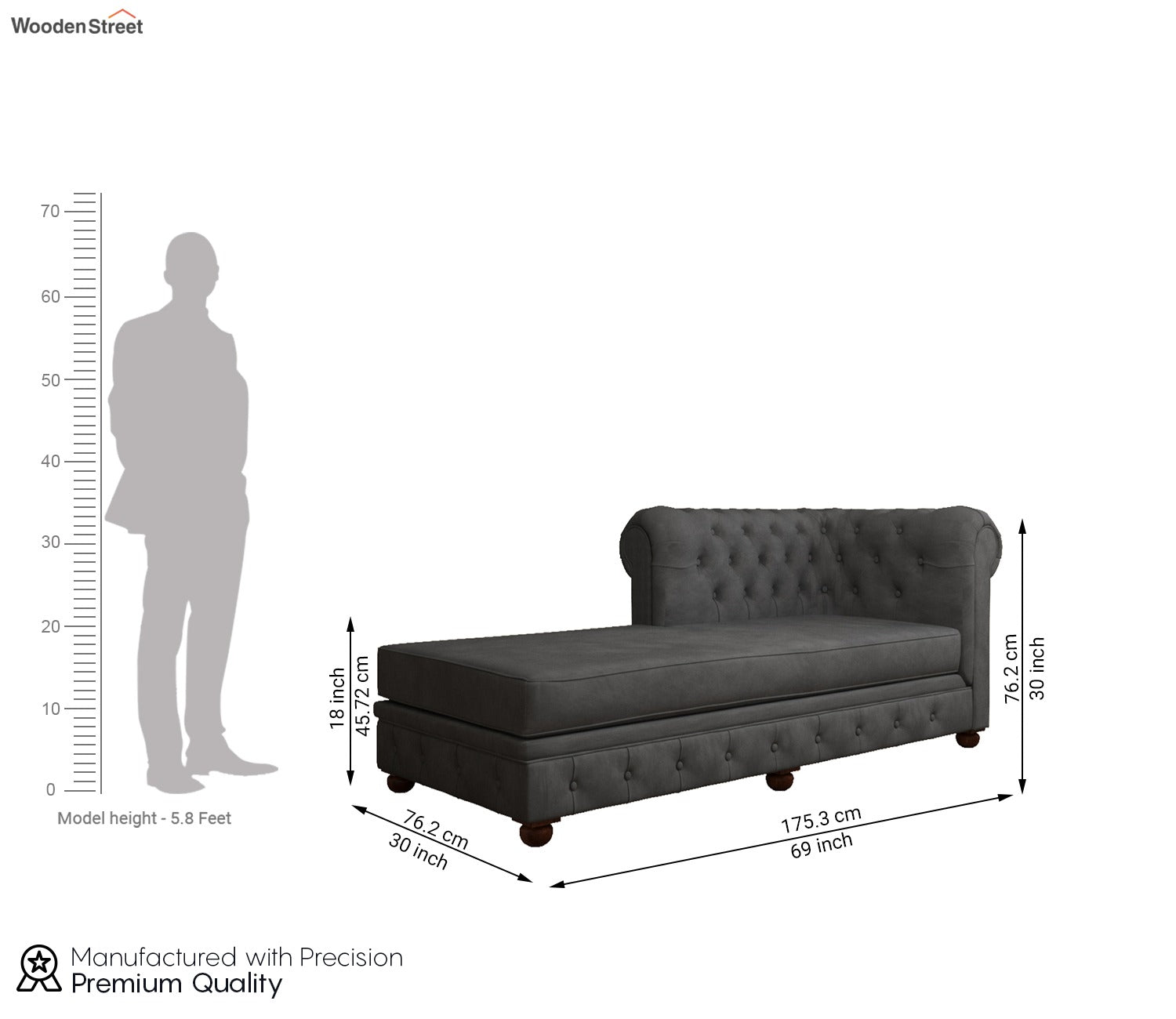 Henry Chaise Lounge (Graphite Grey)