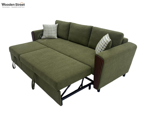 Brayden Fabric Sofa Cum Bed (Olive Green)