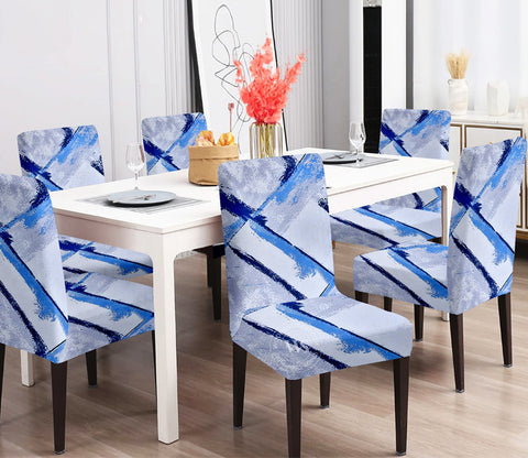 Strokin Printed Polyester Spandex Chair Cover - Set of 6 (Multi Color)