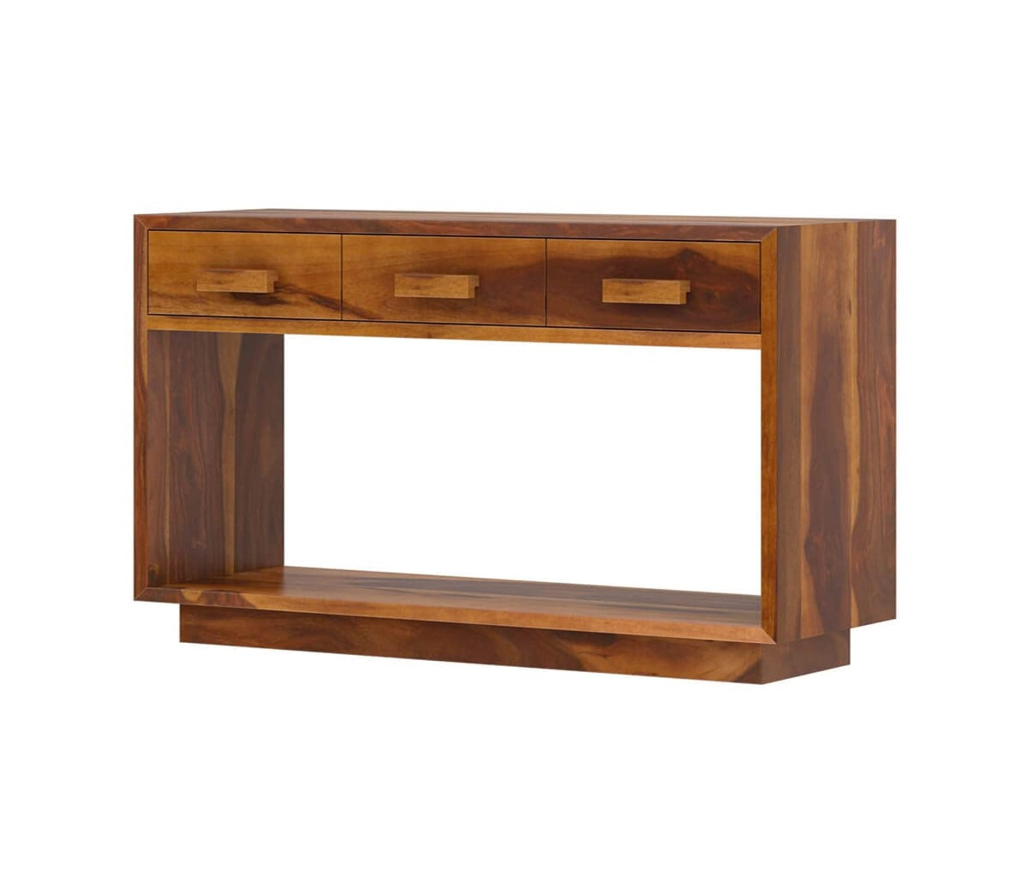 3 Drawer Wooden Partition Leave Design Console Table