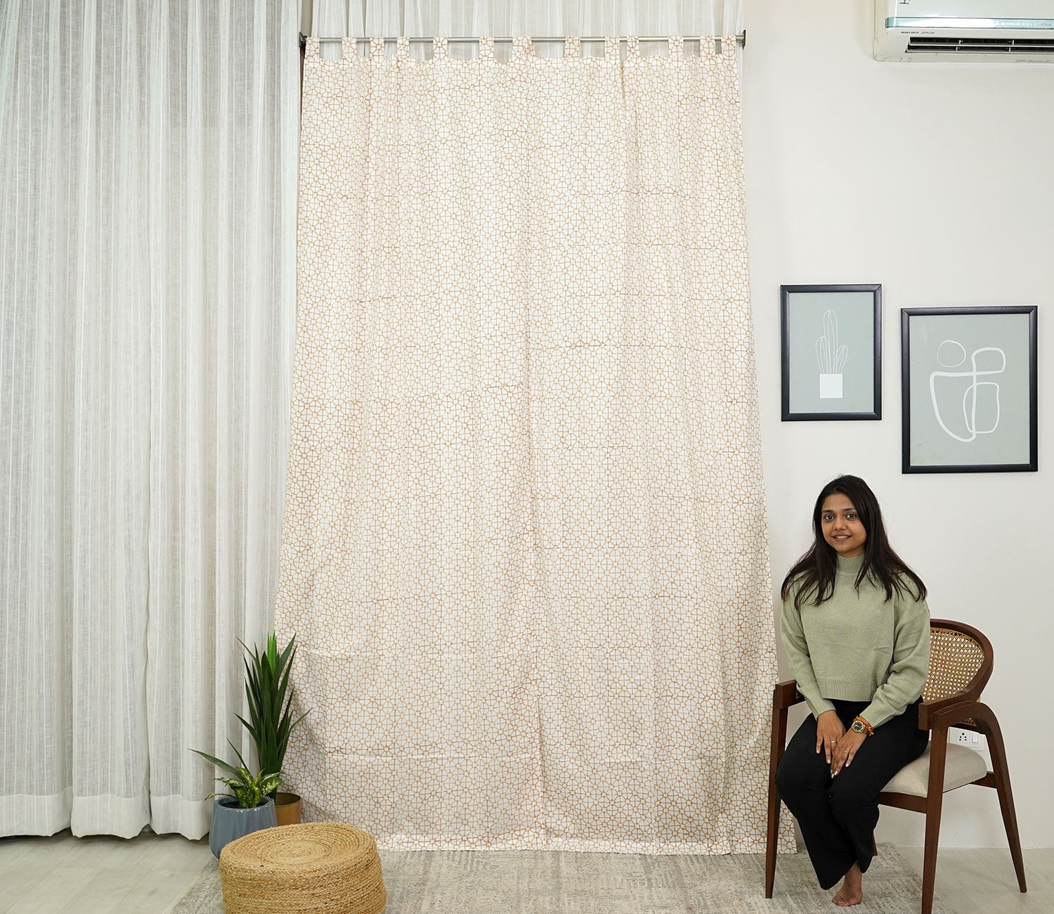 Jaali 1 Piece Door Curtain (Brown, 7 Feet)