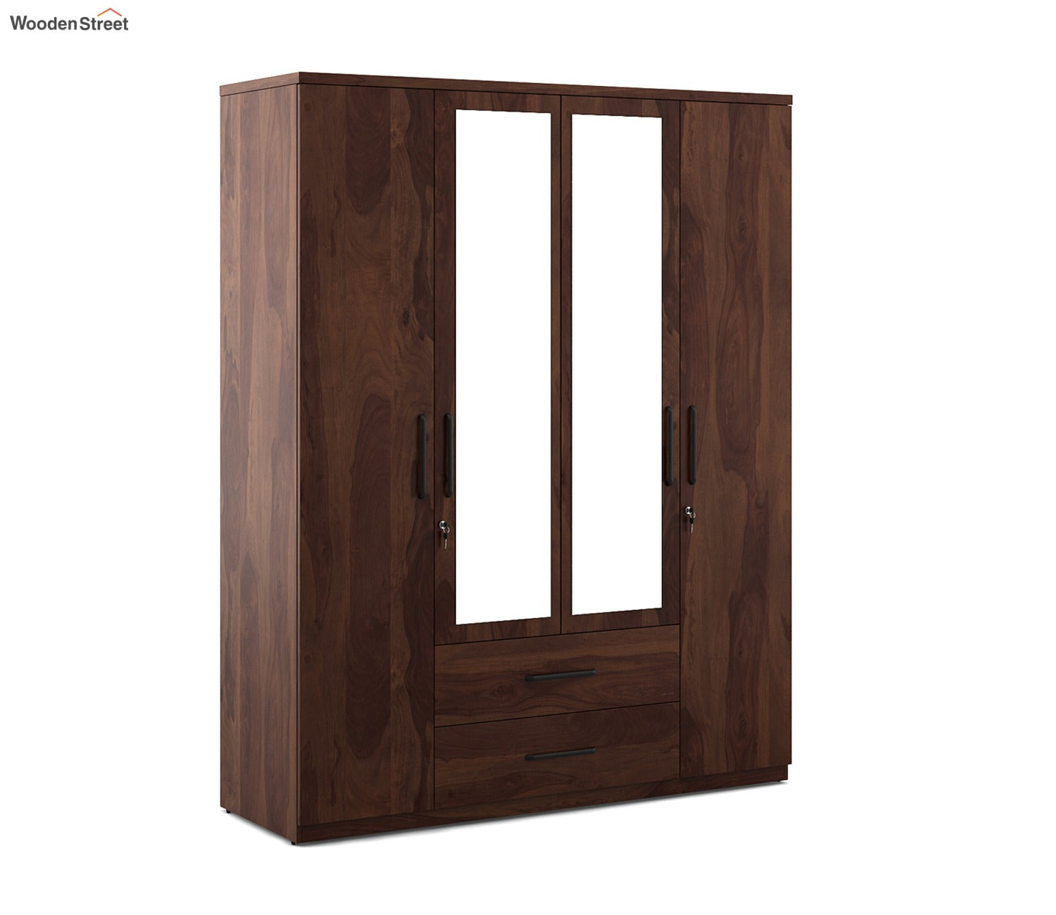 Kosmo Lauren 4 Door Wardrobe With Mirror (Exotic Teak Finish)