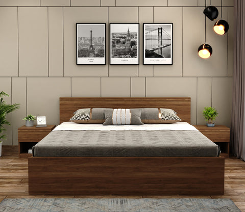 Clemency Bed without Storage (King Size, Columbian Walnut Finish)