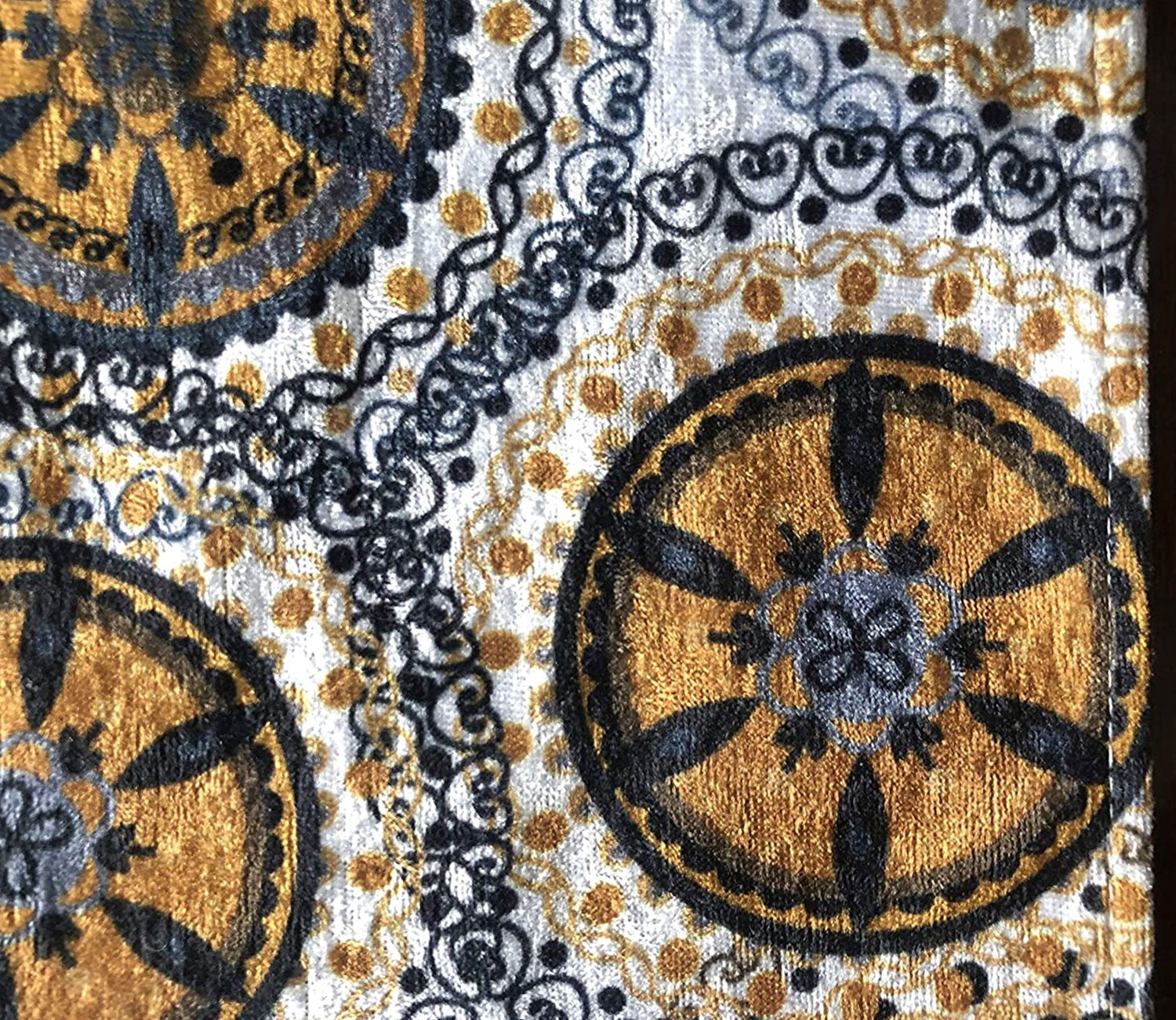 Gold Mandala Velvet Printed Table Runner (72 x 14 inches)