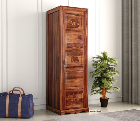 Emboss 1 Door Multi Utility Wardrobe (Honey Finish)