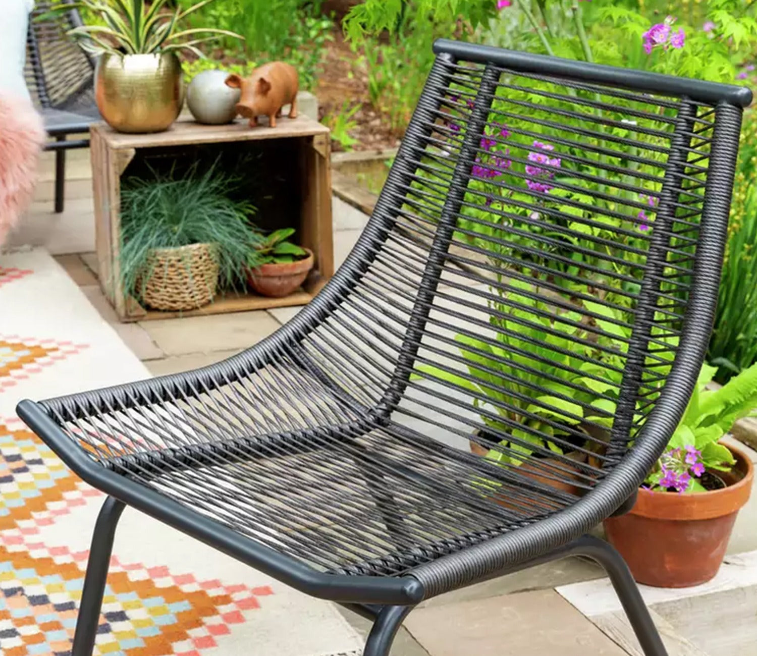 Grey Rope 4 Seater Sofa Set With Table