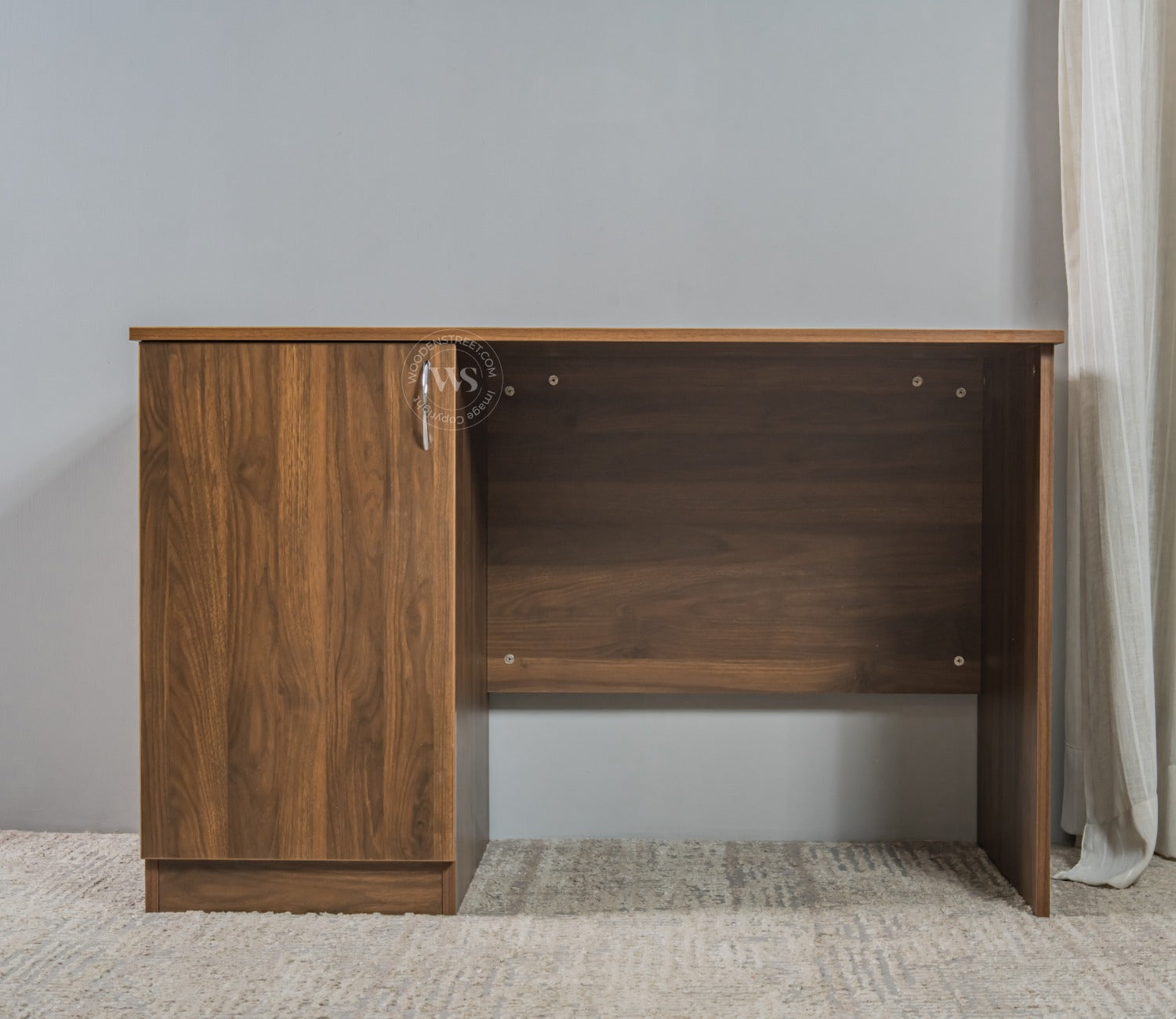 Arc Engineered Wood Study Table With 2 Layer Closed Storage Cabinet (Columbian Walnut Finish)