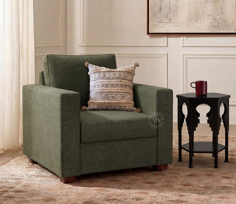 Albus One Seater Fabric Sofa (Sage Green)
