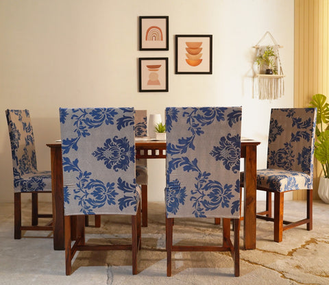 Grace Floral Printed Polyester Spandex 1 Piece Chair Cover (Blue)