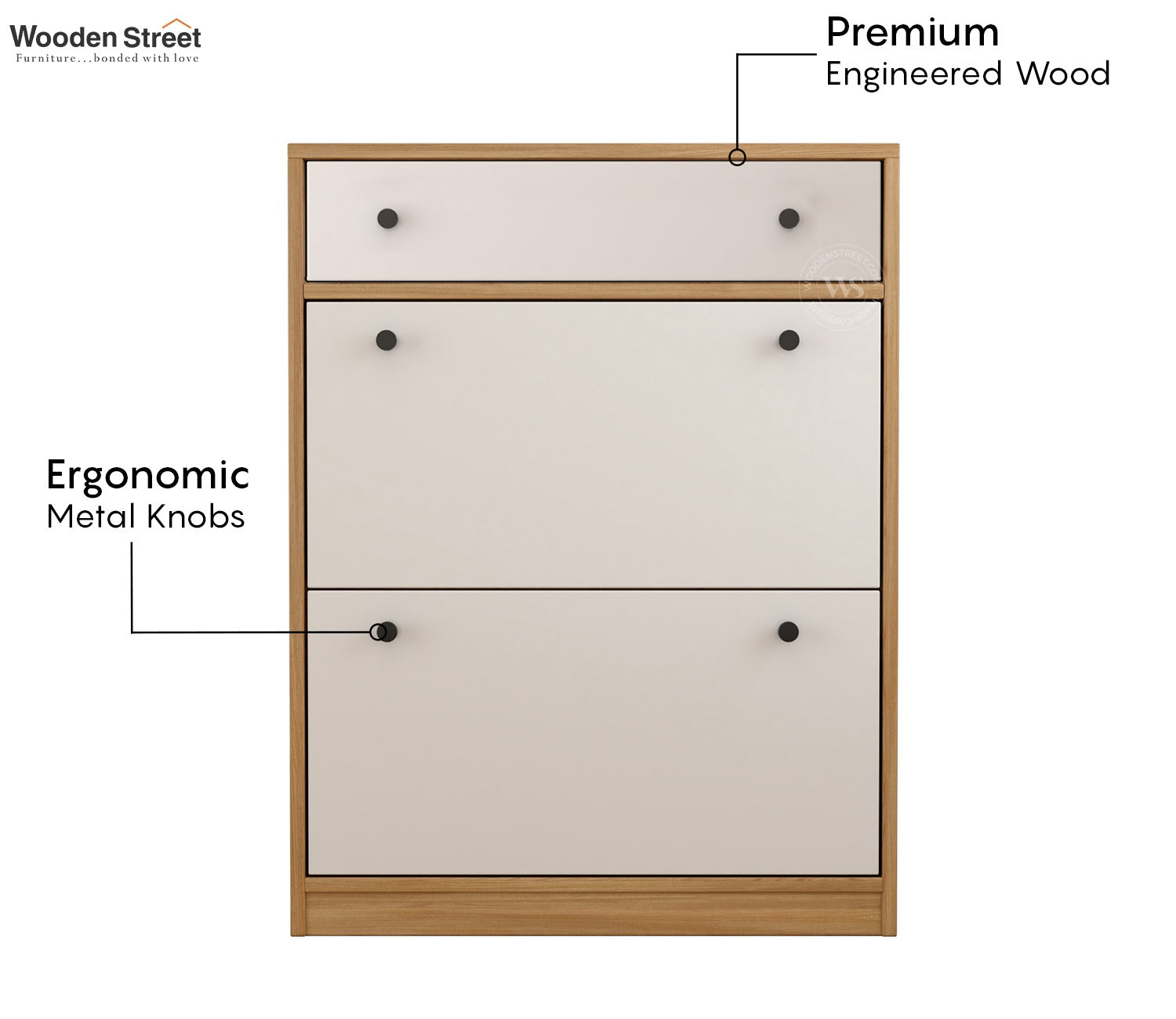 Kazen Engineered Wood Shoe Rack with Tilt Out Mechanism (Santana Pattern)