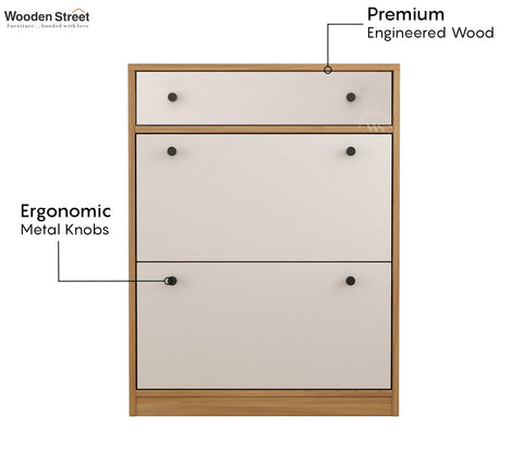 Kazen Engineered Wood Shoe Rack with Tilt Out Mechanism (Santana Pattern)