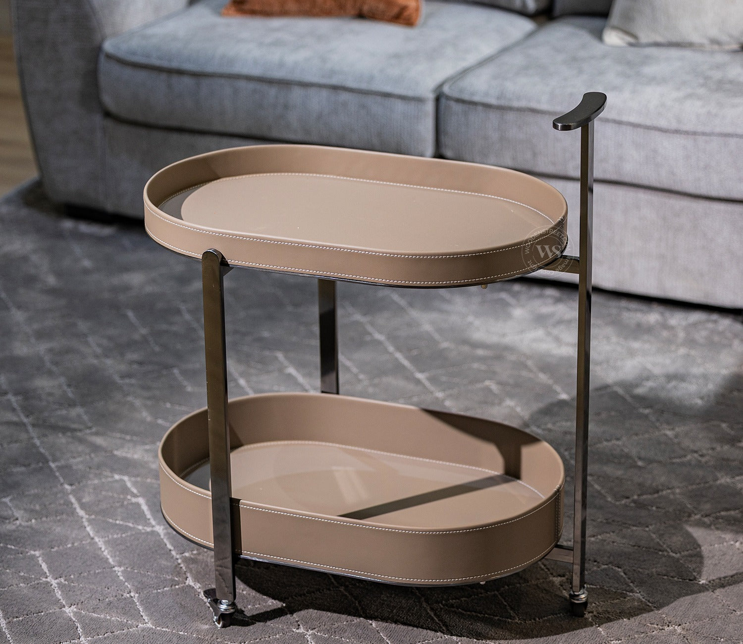 Harington Premium Leatherette 2-Tier Serving Trolley with Wheels
