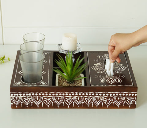 Medhini Hand Painted Solid Wood Multistorage Tray