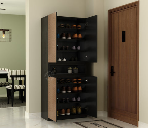 Vespera Modern Engineered Wood Shoe Rack with Laminated MDF Door Fronts (Zigzag Brown)