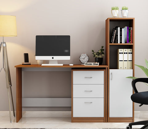 Calisto Engineered Wood Study Table (Exotic Teak Frosty White)
