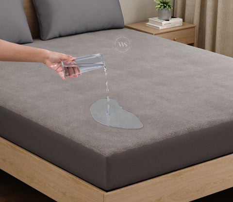 Featherix Cotton Feel Terry Ultra Soft Breathable Hypoallergenic Waterproof Mattress Protector Queen Size (Grey, 78 x 60)