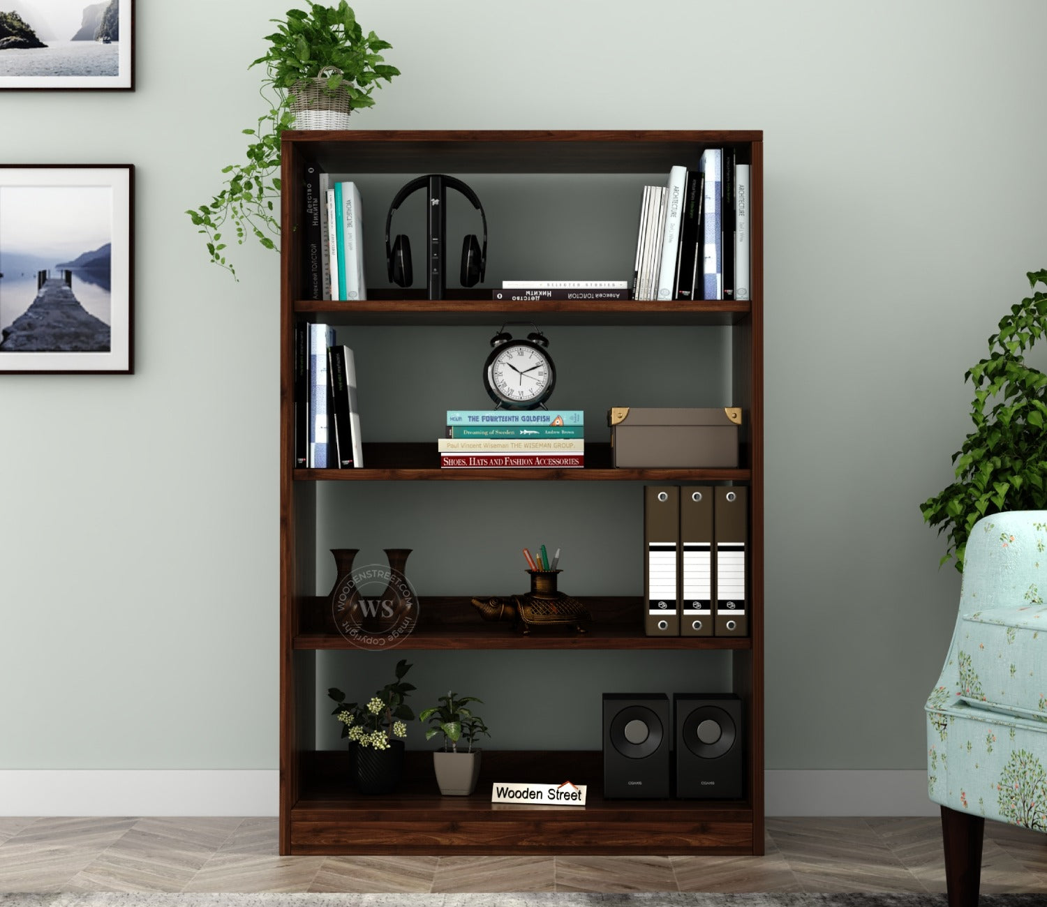 Astra Open Bookshelf (Columbian Walnut Finish)