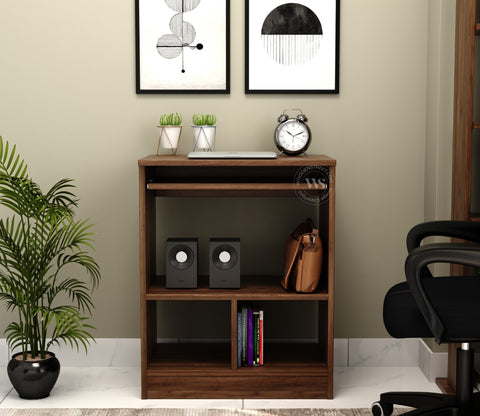 Prism Engineered Wood Study Table With Sectioned and Shelf Storage (Columbian Walnut Finish)