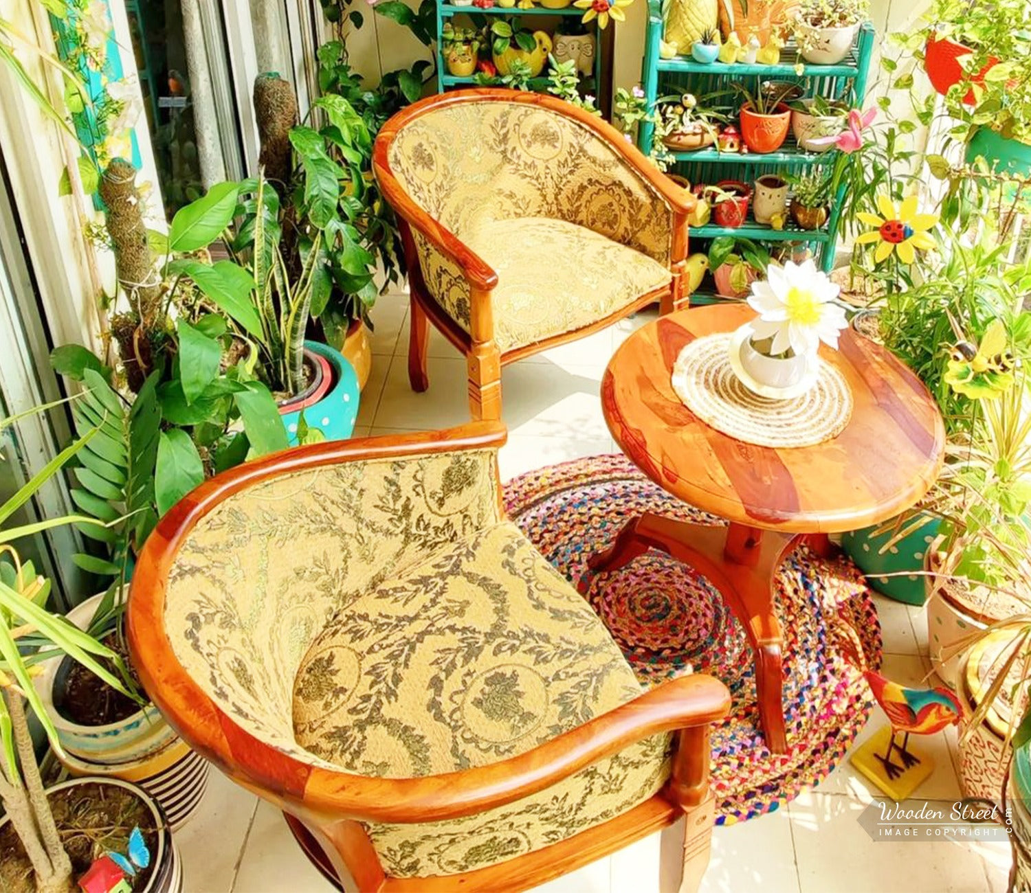 Arctic 2 Seater Sheesham Wood Balcony Set (Honey Caramel Brown)