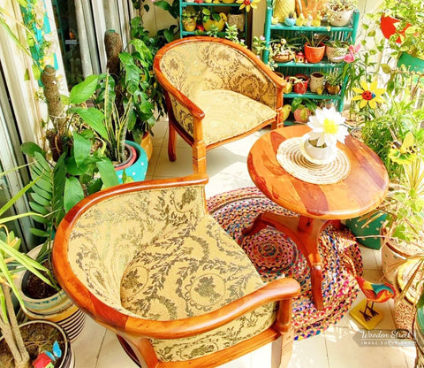 Arctic 2 Seater Sheesham Wood Balcony Set (Honey Caramel Brown)