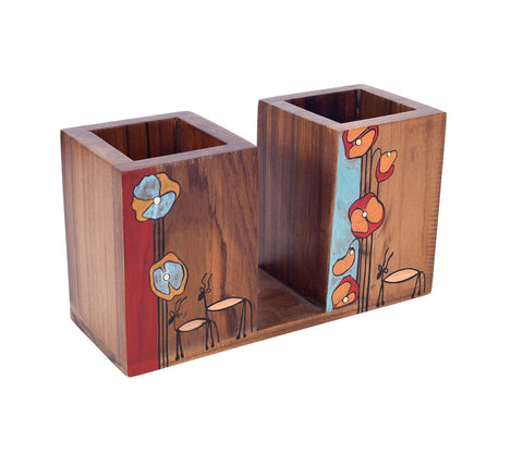 Floral Delights Wooden Cutlery Holder