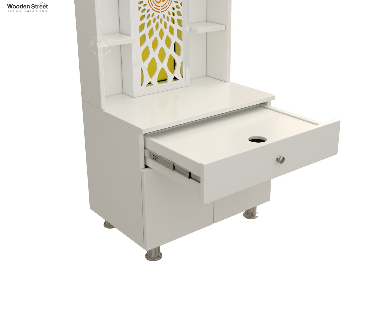 Vidyut Engineered Wood Home Temple With Inbuilt LED Light System (White Finish)