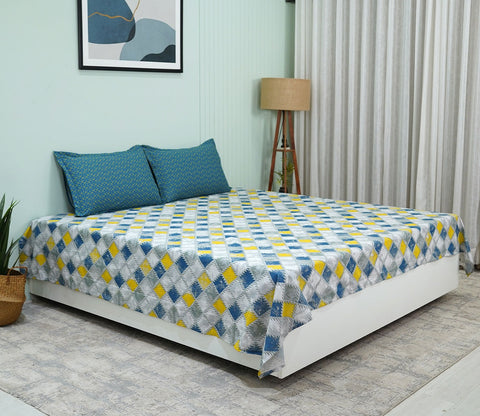 Jasper Celebration Queen Size Bedsheet (Blue)