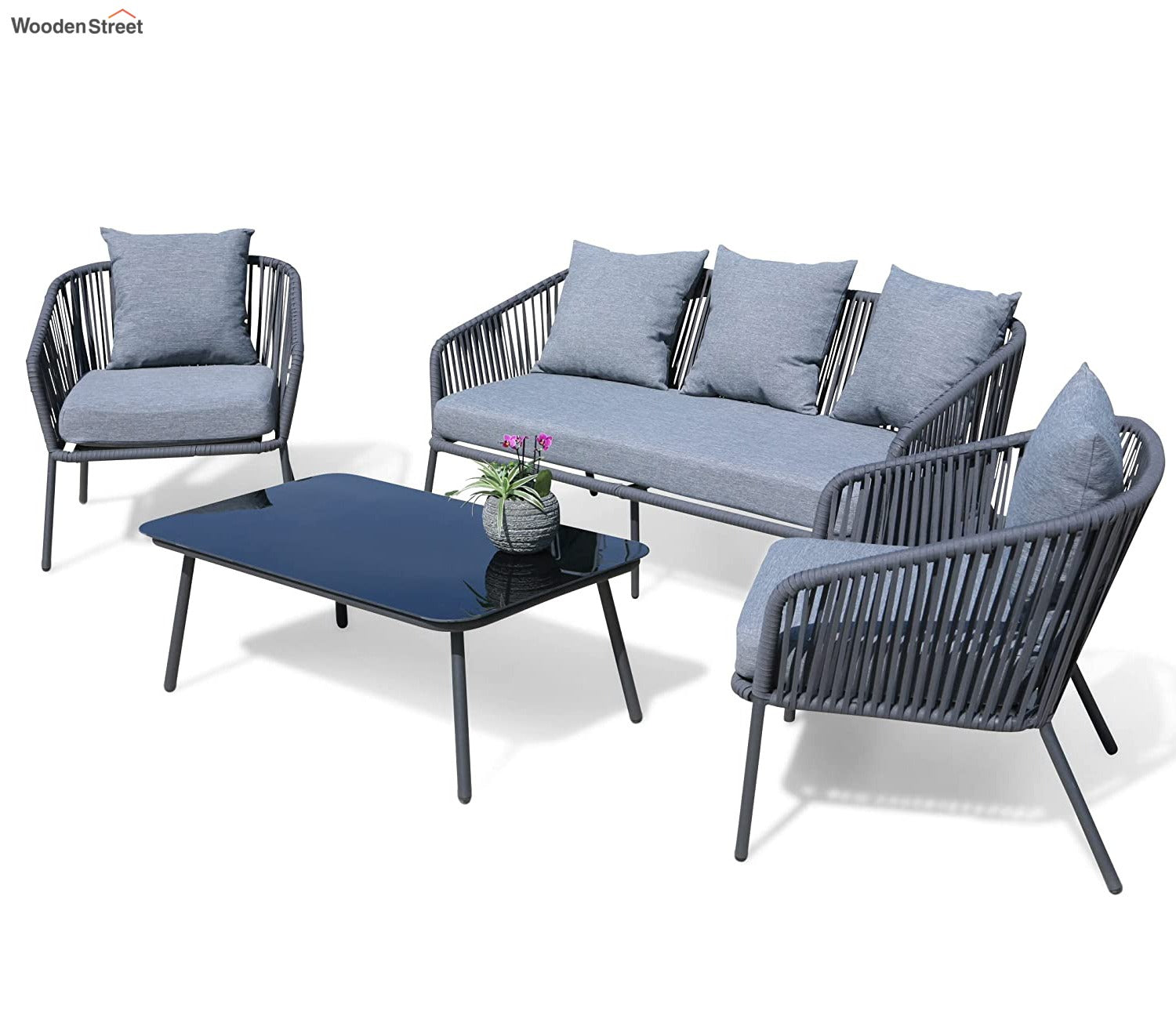 Stylish Grey Rope Outdoor Furniture Set