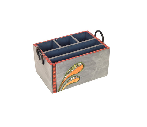 Handcrafted Cloud Cutlery Organizer with Iron Handles (Grey, Large)