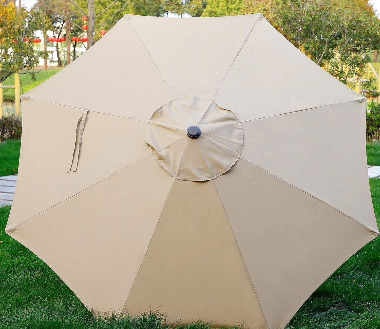 MS Powder Coated Center Poll Waterproof Cloth Outdoor Umbrella (Cream)