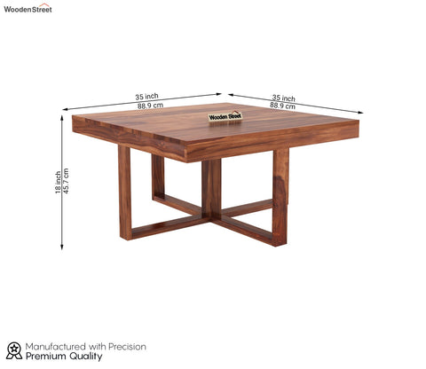 Petlin Sheesham Wood Coffee Table with 4 Seating Stools (Honey Finish)