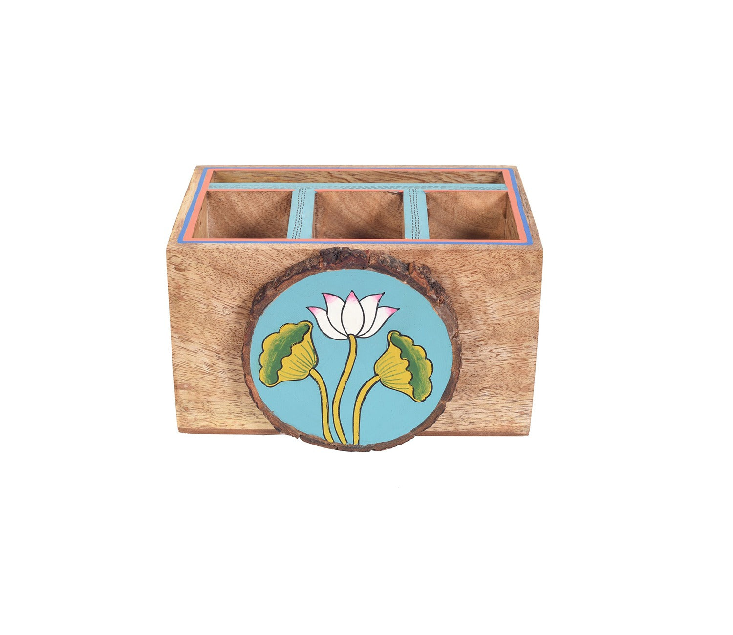 Beautiful Pichhwai Iteeha Mango Wood Cutlery Storage Box
