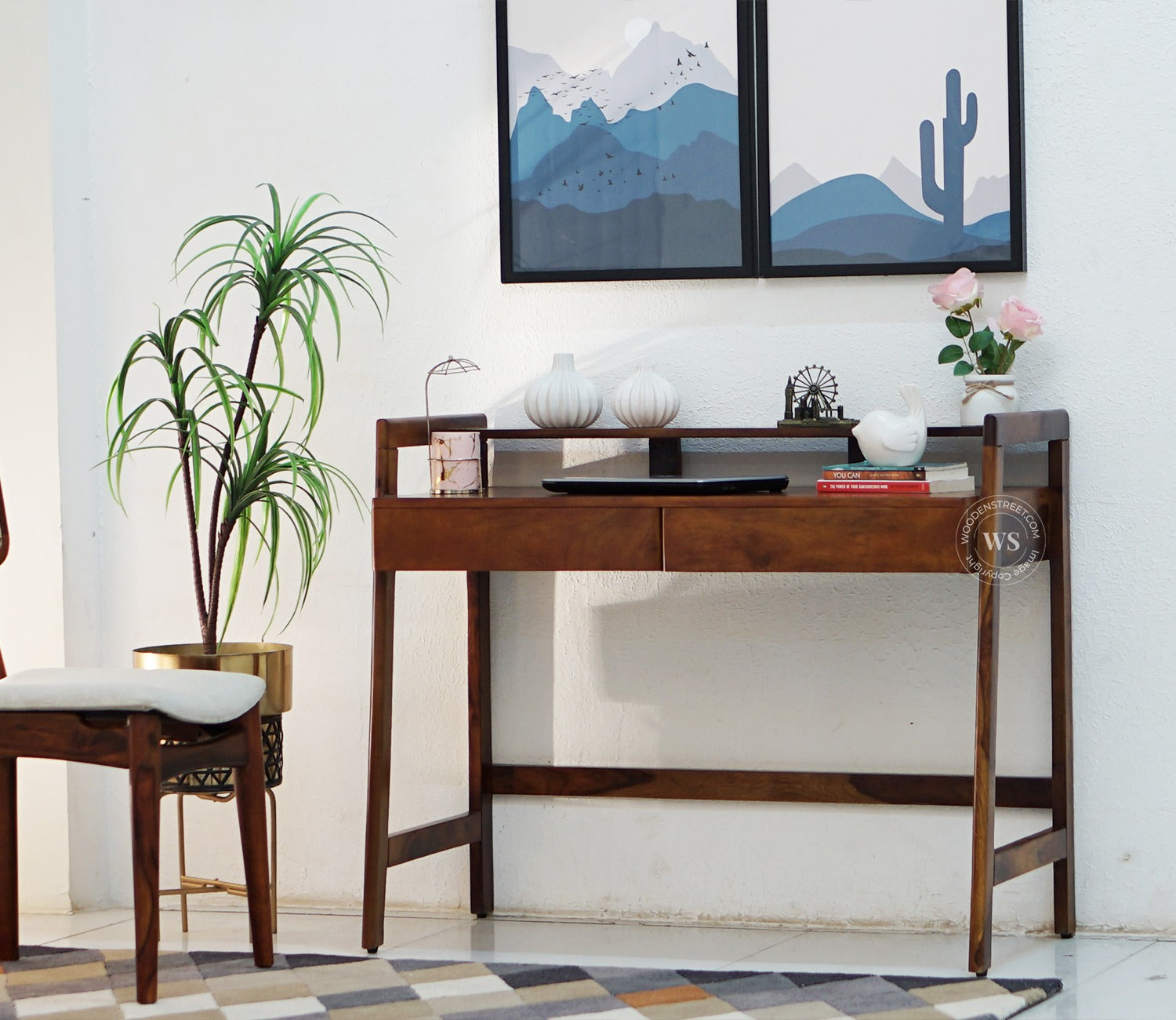 Aurelia Sheesham Wood Study Table (Honey Finish)