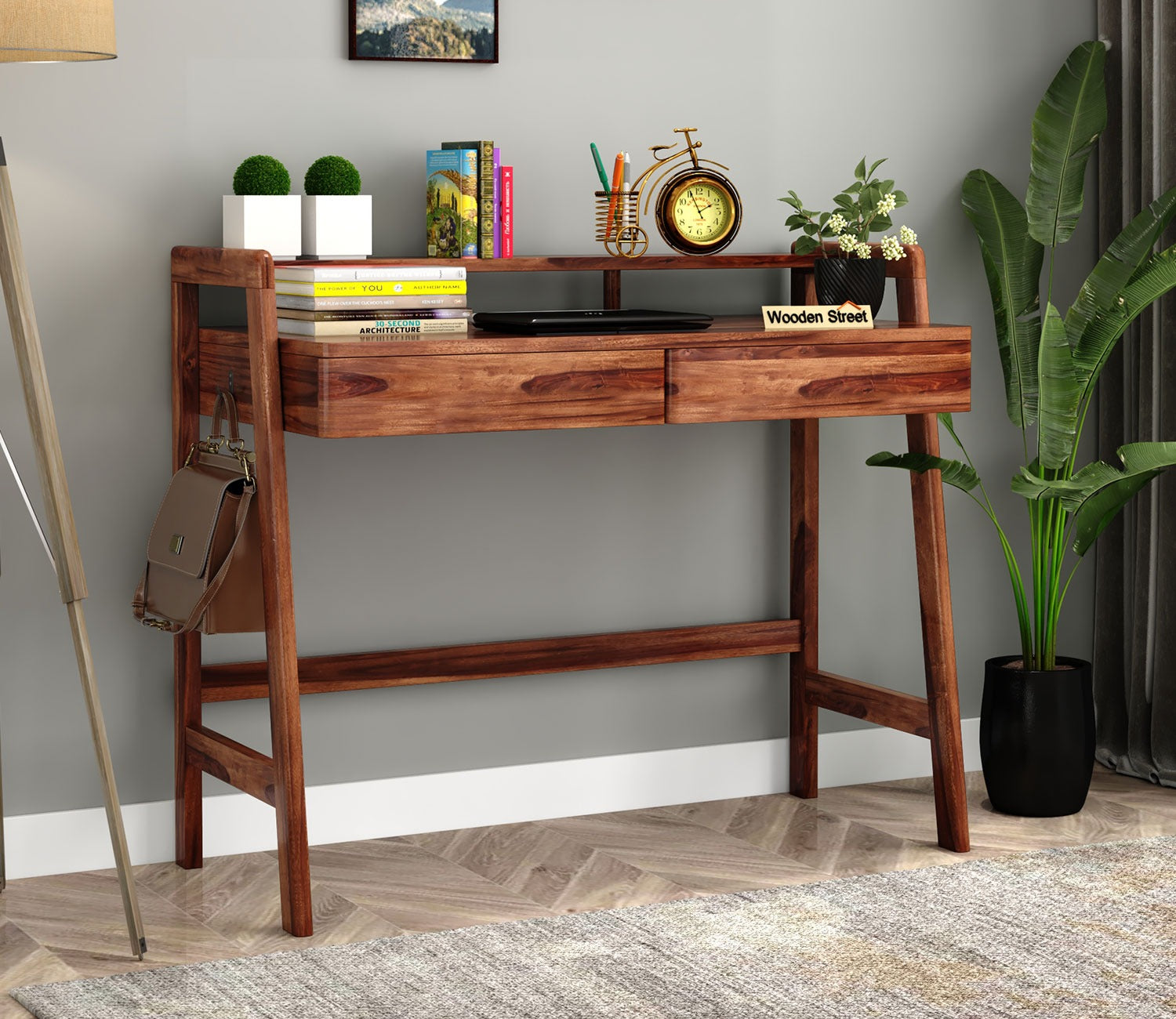 Aurelia Sheesham Wood Study Table (Honey Finish)