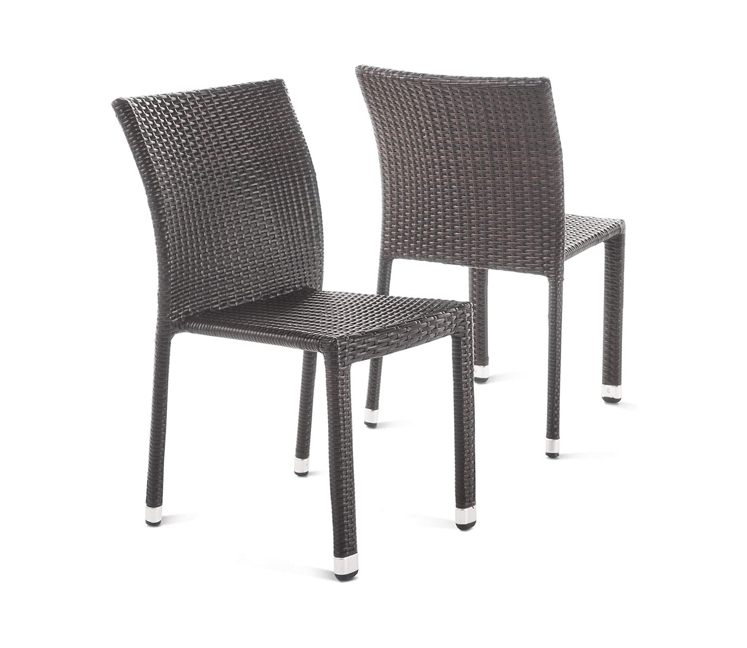 Dark Brown Rattan And Wicker Outdoor Chairs (Set Of 2)