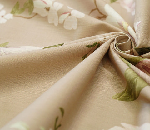 Magnolia Beige Printed Cotton Fabric