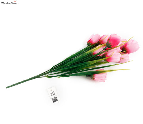 Blissful Bunch Of Roses Artificial Flower- Set Of 5 (Pink)