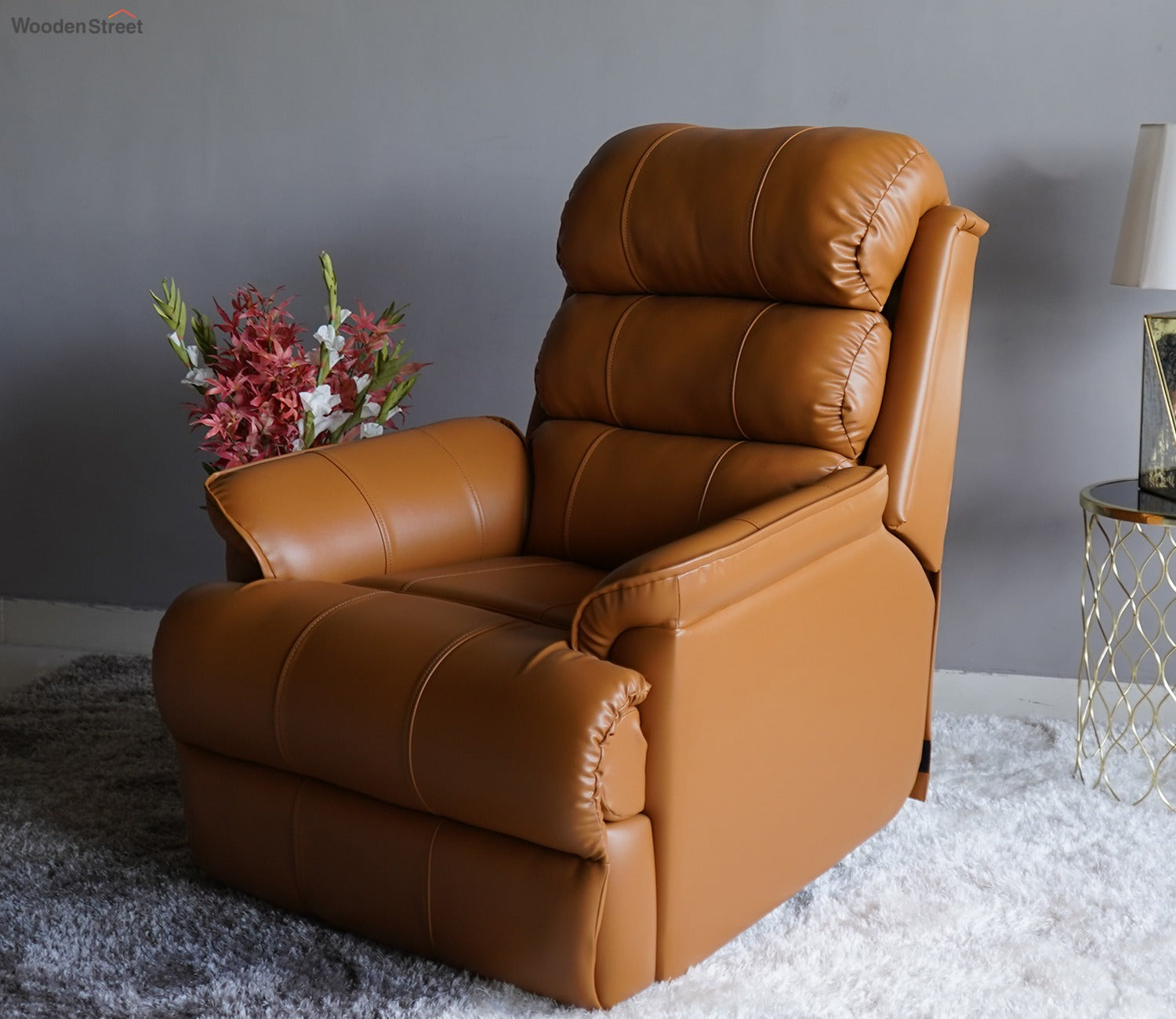 Valencia Leatherette 1 Seater Manual Recliner Sofa (Potters Clay Brown)