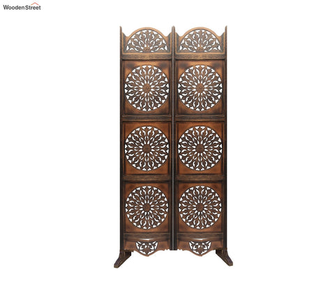 Adrian Floral Hand Carved Wooden Room Divider Single Panel With Stand