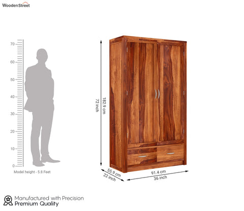 Holden 2 Door Multi Utility Wardrobe (Honey Finish)