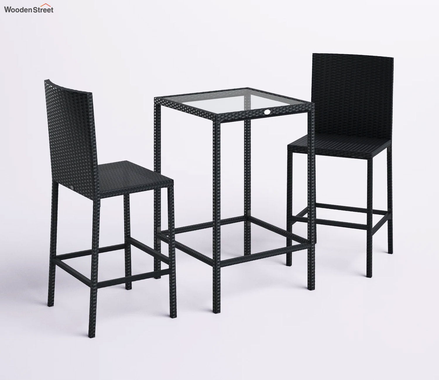 Dark Brown Rattan And Wicker Outdoor Bar Set